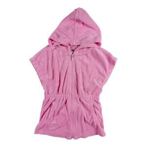 Old Navy Pink Terry Cloth Zip-Up Hooded Cover-Up | Toddler Girl 3T